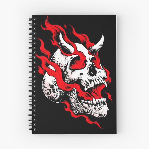 Item preview, Flaming Demon Horned Skull Dark Art Illustration designed and sold by Munib302.