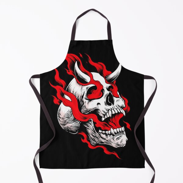 Item preview, Flaming Demon Horned Skull Dark Art Illustration designed and sold by Munib302.