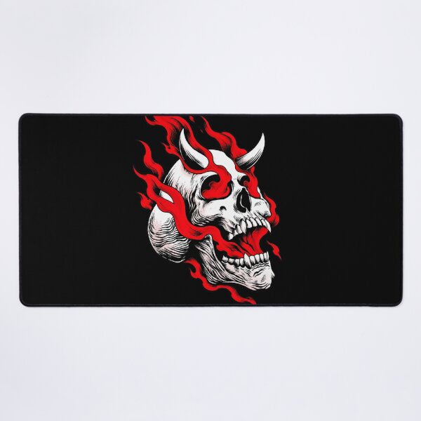 Item preview, Flaming Demon Horned Skull Dark Art Illustration designed and sold by Munib302.