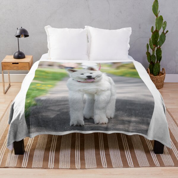 Item preview, Cute White Japanese Akita Inu Puppy Walking designed and sold by VanGaldo.