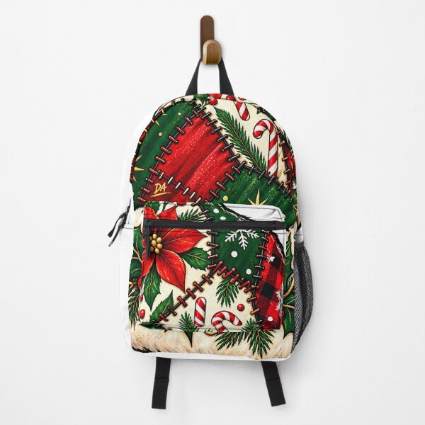 Item preview, Patchwork Santa Hat Floral Poinsettia Christmas Quilt Art    designed and sold by DesignArtist.ia.