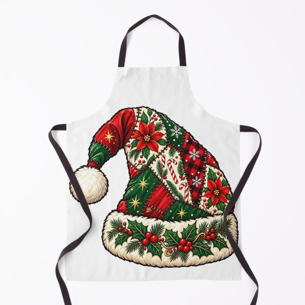 Item preview, Patchwork Santa Hat Floral Poinsettia Christmas Quilt Art    designed and sold by DesignArtist.ia.