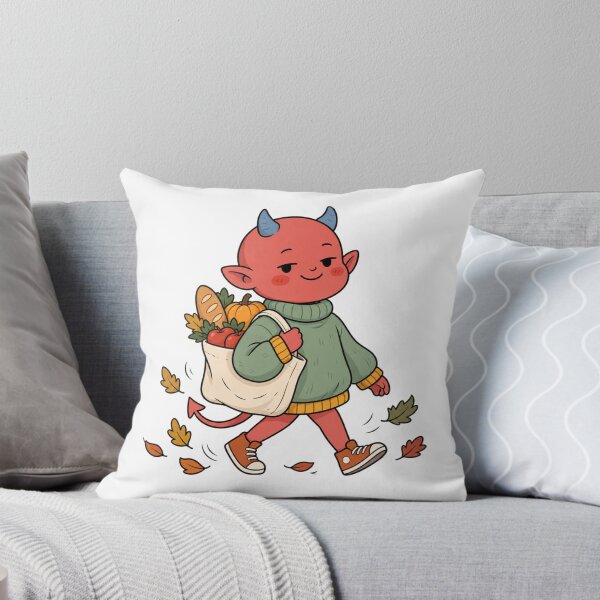 Item preview, Cute Autumn Devil | Cozy Fall Red Devil with Grocery Bag designed and sold by MrDev.