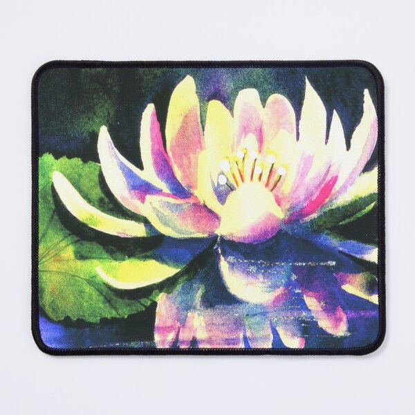 Item preview, Watercolor of a pink Waterlily on Dark Background. designed and sold by aswoa.
