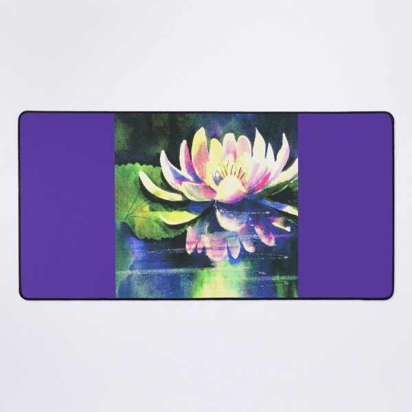 Item preview, Watercolor of a pink Waterlily on Dark Background. designed and sold by aswoa.