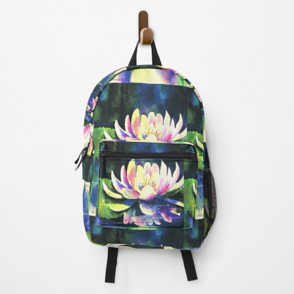 Item preview, Watercolor of a pink Waterlily on Dark Background. designed and sold by aswoa.