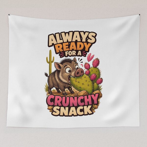 Item preview, Funny Javelina – Crunchy Snack - Collared Peccary & Cactus designed and sold by Art-Arcade6.