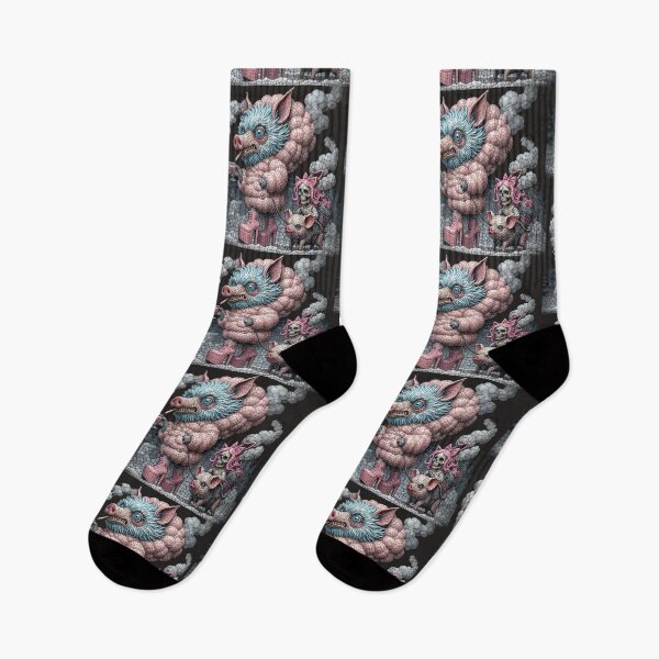 Item preview, Mosaic Boar Pig Creature High Heels Wine Skull Piglet Art designed and sold by LujziWorld.