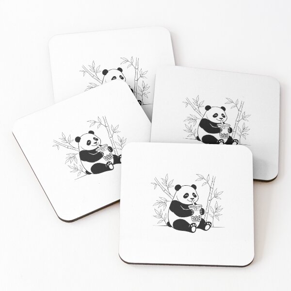 Item preview, Lindo panda bebiendo té de burbujas, relajante y alegre. Dibujo lineal. designed and sold by Little Light Lab.