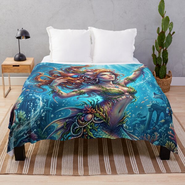 Item preview, Mermaid Rising Through a Shimmering Underwater World designed and sold by Lucid Dream Pixel.