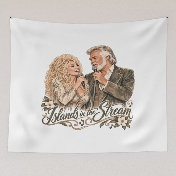 Item preview, Dolly Parton Kenny Rogers Islands in the Stream, Watercolor Country Music designed and sold by llesmith.