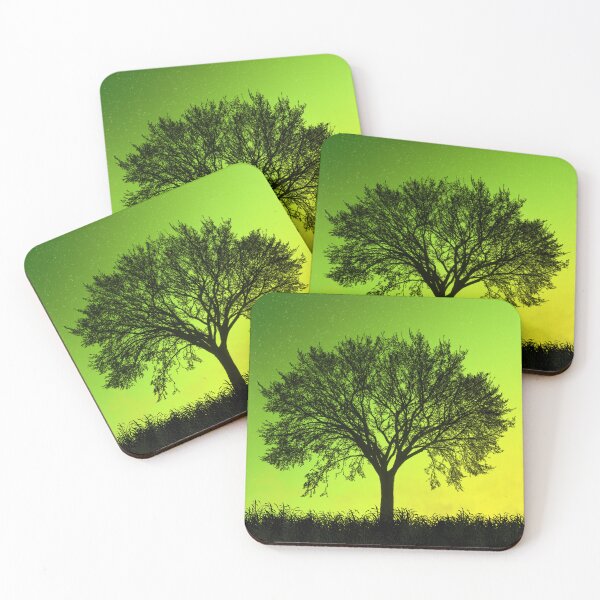 Item preview, Emerald Twilight – Green Tree Silhouette Sunset Landscape designed and sold by MKFDesigns.