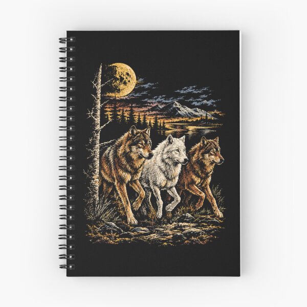 Item preview, Vintage Wolves Under Moonlit Mountain Wilderness Night designed and sold by Moizento.
