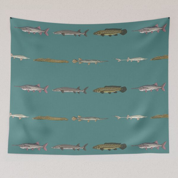 Item preview, Ancient Fishes Pattern (Blue Background) designed and sold by Marathon-Rana.