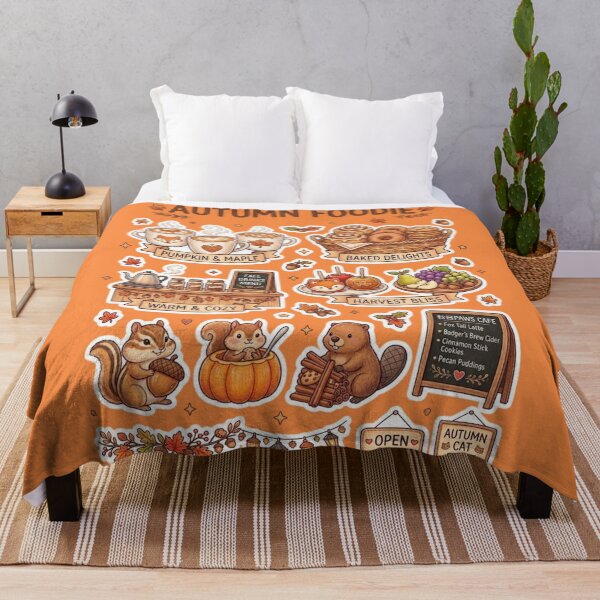 Item preview, Cozy Autumn Foodie Sticker Pack / Fall Aesthetic / Cute Animals Thanksgiving Best Selling Fall Decors Decorations Pillow Cases, Blankets , Socks Phone Case Mug designed and sold by TeenLake.