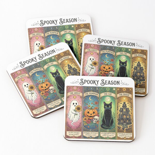 Item preview, Spooky Season Halloween Tarot Cards - Ghost Pumpkin Cat designed and sold by Rtcraftani.