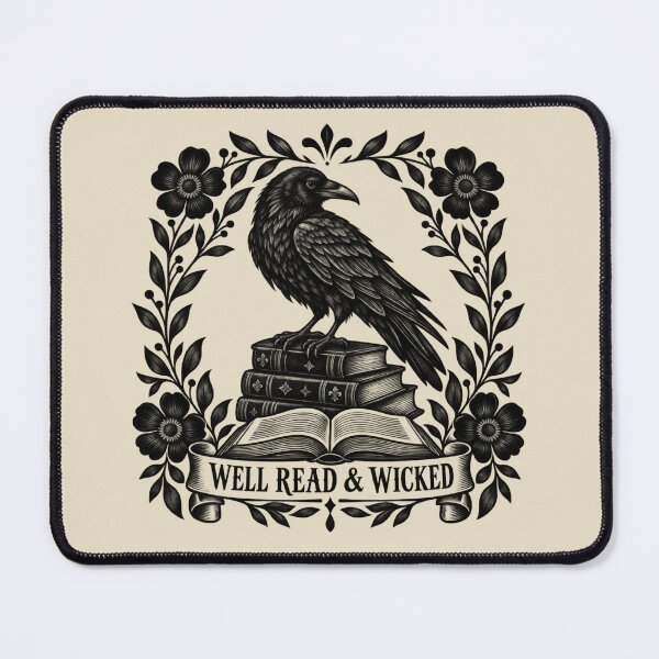 Item preview, Well Read & Wicked Gothic Book Lover designed and sold by POD DYNASTY | Original Print On Demand T-Shirt Graphics.