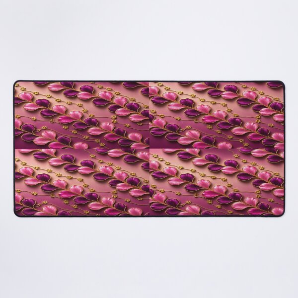 Item preview, Gold Paw Ivy & Heart Petals Diagonal Fuchsia Pattern designed and sold by Breezes-of-Ida.