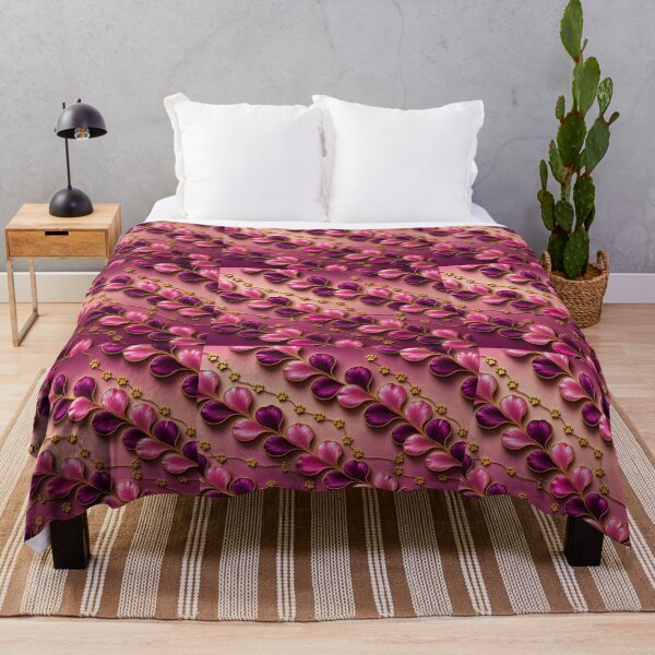 Item preview, Gold Paw Ivy & Heart Petals Diagonal Fuchsia Pattern designed and sold by Breezes-of-Ida.