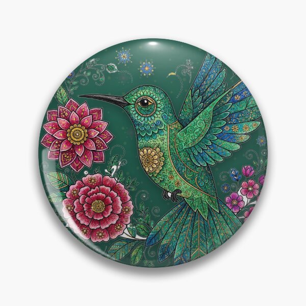 Item preview,  Alebrije Hummingbird — Mexican Folk Art Bird with Flowers, Emerald and Magenta designed and sold by LunaAdventurer.