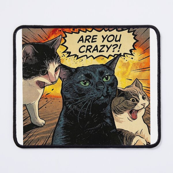 Item preview, Are You Crazy?! - Funny Shocked Cats Comic Art designed and sold by aysenism.