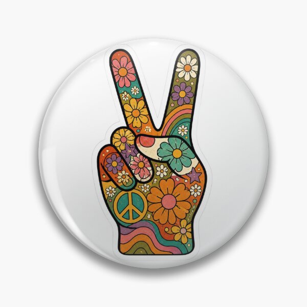 Artikelvorschau, Hippie-Friedens-Handblumen-Aufkleber – Retro-70er-Jahre-Boho-Psychedelic-Design entworfen und verkauft von Antoniowka.
