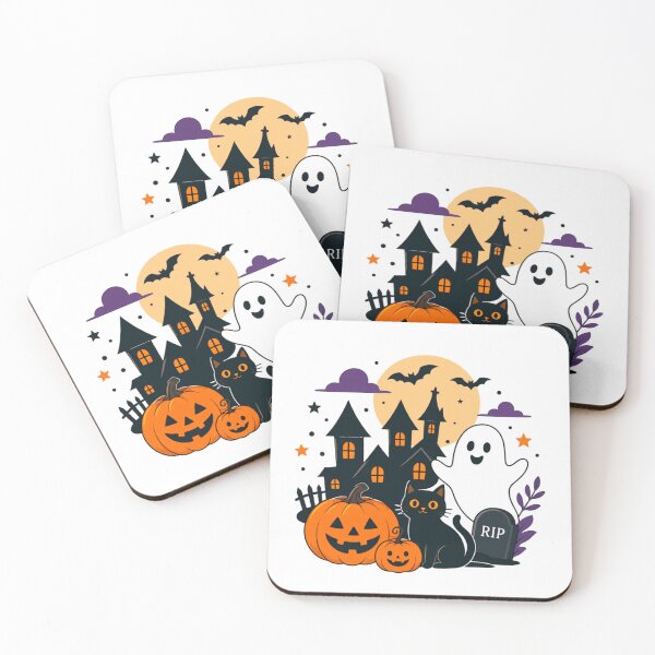 Item preview, Cute Halloween Haunted House Ghost Cat Pumpkin designed and sold by NNCollection.
