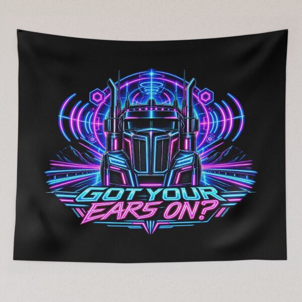 Item preview, Got Your Ears On Cyber Neon Semi Truck - Synthwave Highway Art designed and sold by NomadForge.