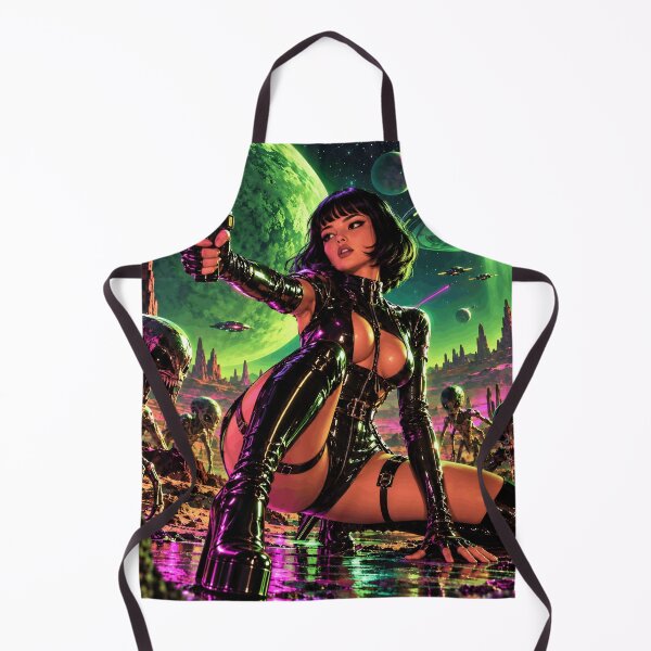 Item preview, Neon Alien Planet Sci Fi Space Warrior Cyberpunk Art designed and sold by IRON SIREN.