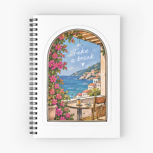 Item preview, Take a Break Sticker – Mediterranean Coastal View designed and sold by posteratorshop.