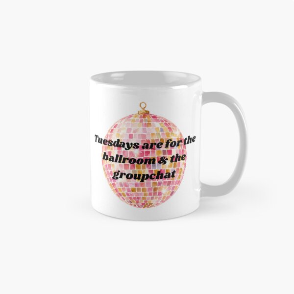 Item preview, Tuesdays Are for the Ballroom & the Group Chat Pink Mirrorball Dance Fan Design designed and sold by BuggysSunday.