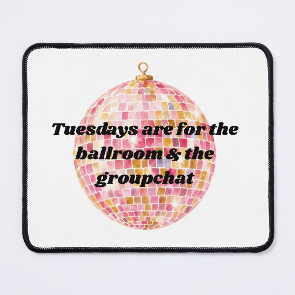 Item preview, Tuesdays Are for the Ballroom & the Group Chat Pink Mirrorball Dance Fan Design designed and sold by BuggysSunday.