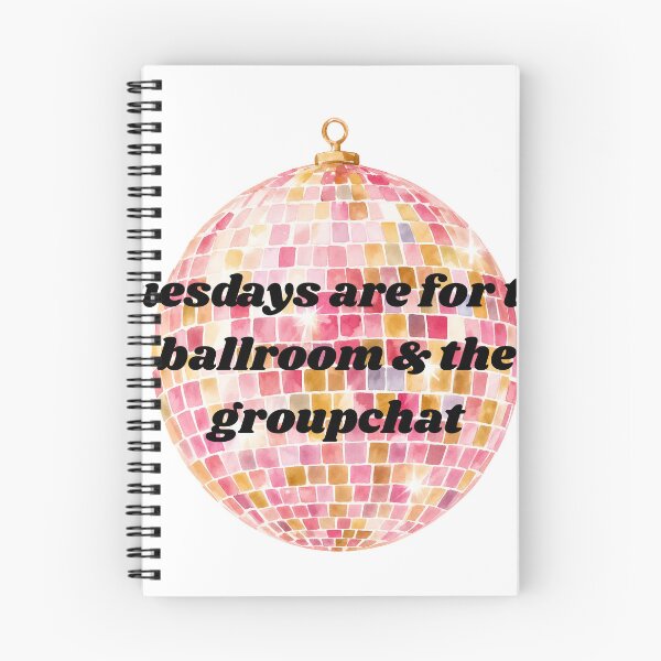 Item preview, Tuesdays Are for the Ballroom & the Group Chat Pink Mirrorball Dance Fan Design designed and sold by BuggysSunday.