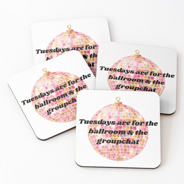 Item preview, Tuesdays Are for the Ballroom & the Group Chat Pink Mirrorball Dance Fan Design designed and sold by BuggysSunday.
