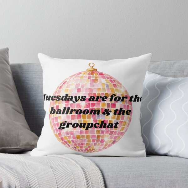 Item preview, Tuesdays Are for the Ballroom & the Group Chat Pink Mirrorball Dance Fan Design designed and sold by BuggysSunday.