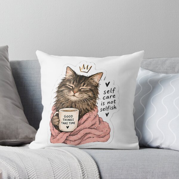 Item preview, Self Care Is Not Selfish Sticker – Cozy Cat designed and sold by posteratorshop.