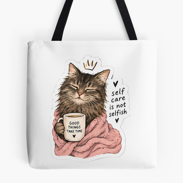 Item preview, Self Care Is Not Selfish Sticker – Cozy Cat designed and sold by posteratorshop.