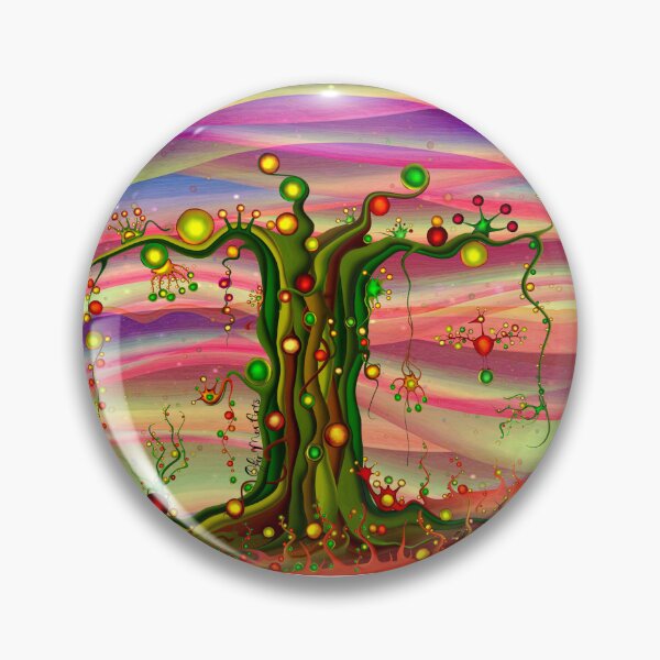 Item preview, Whimsical psychedelic Star tree pin button - badge designed and sold by Ofir mor.