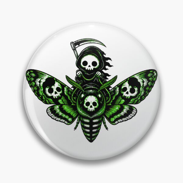 Item preview, Chibi Reaper Riding Skull Moth Goth Spooky Skeleton designed and sold by chattsuede.