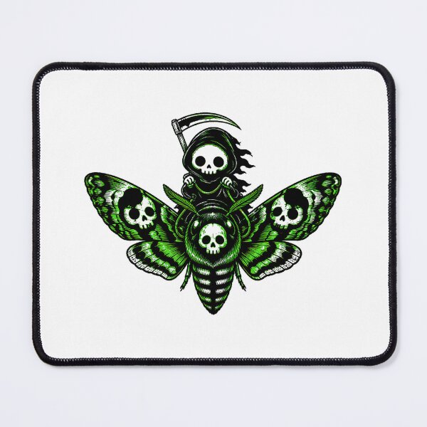 Item preview, Chibi Reaper Riding Skull Moth Goth Spooky Skeleton designed and sold by chattsuede.