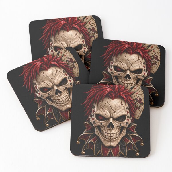Item preview, Jester Skull Playing Cards Red Hair Gothic Art designed and sold by T-Chou.