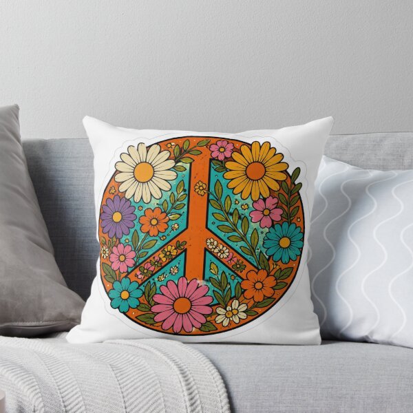 Item preview, Hippie Peace Sign Flower Power Sticker – Colorful 70s Retro Floral Design designed and sold by Antoniowka.