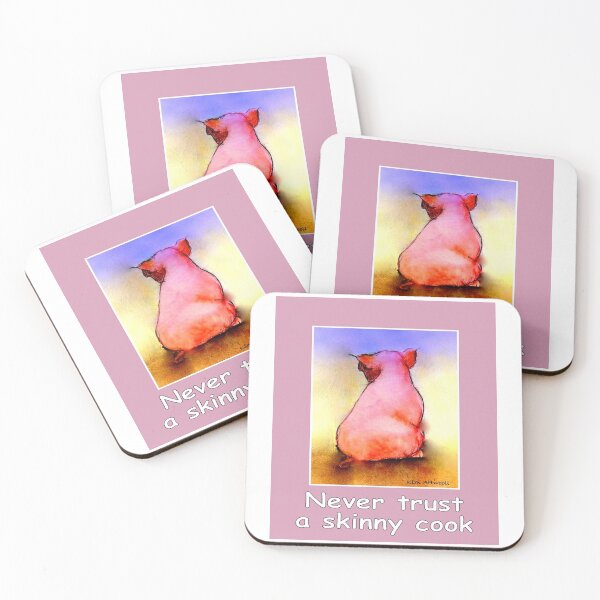 Item preview, Never trust a skinny cook, pig picture, original watercolor. designed and sold by aswoa.