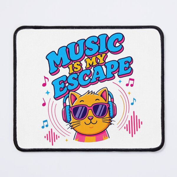 Item preview, Music Is My Escape Cute Cartoon Cat designed and sold by Nela-&-Lena.