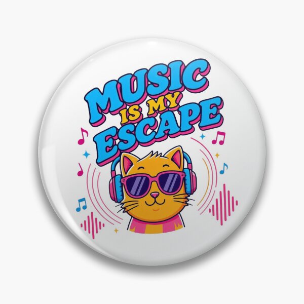 Item preview, Music Is My Escape Cute Cartoon Cat designed and sold by Nela-&-Lena.