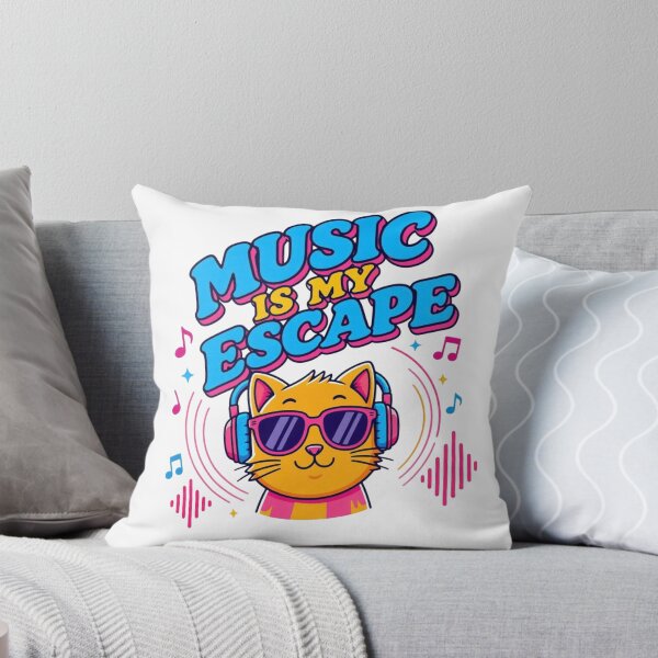 Item preview, Music Is My Escape Cute Cartoon Cat designed and sold by Nela-&-Lena.