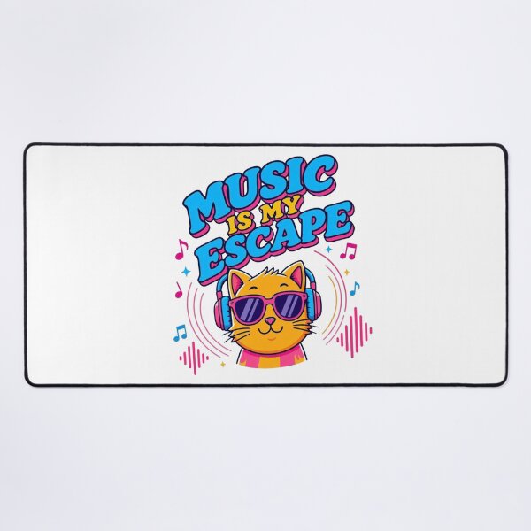 Item preview, Music Is My Escape Cute Cartoon Cat designed and sold by Nela-&-Lena.