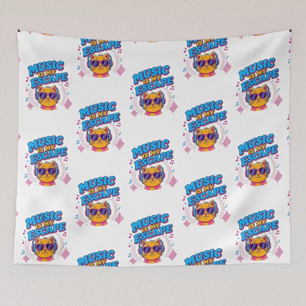 Item preview, Music Is My Escape Cute Cartoon Cat designed and sold by Nela-&-Lena.