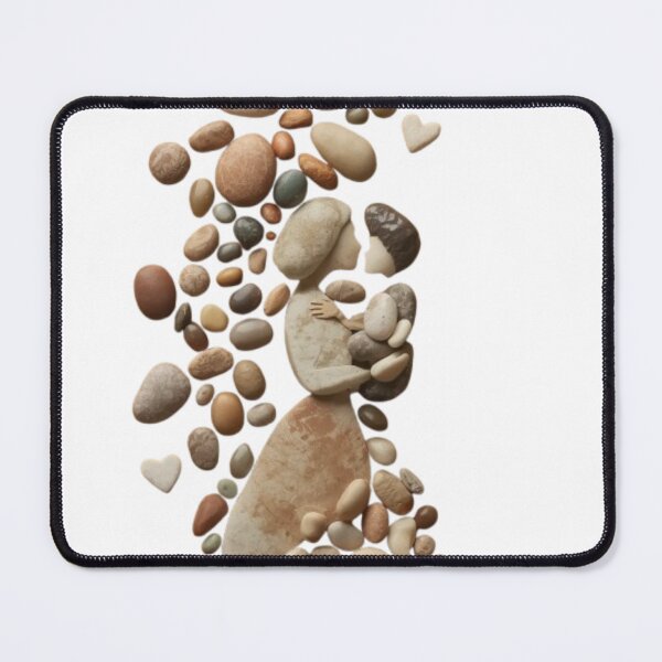 Item preview, Natural Pebble Art: Mother and Child Embrace designed and sold by PrintWavePro.