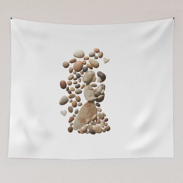 Item preview, Natural Pebble Art: Mother and Child Embrace designed and sold by PrintWavePro.